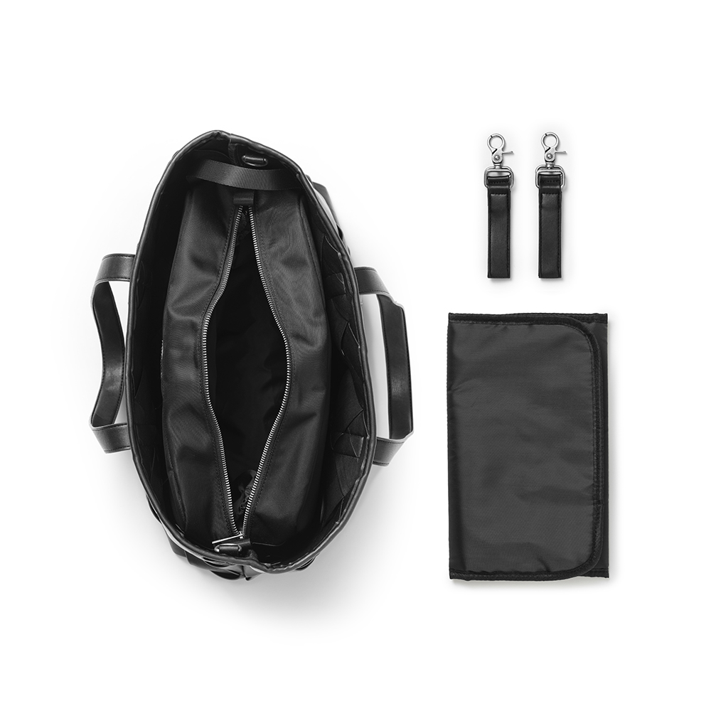 Changing Bag Braided Leather Black Elodie